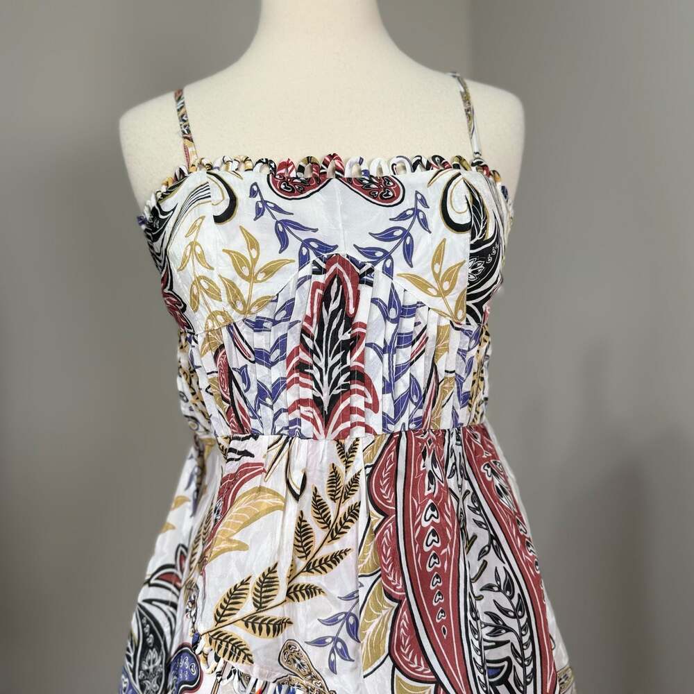 FARM Rio Boho Glam Loop Trim Asymmetrical Maxi Dress Resort Cottagecore - Picture 10 of 11